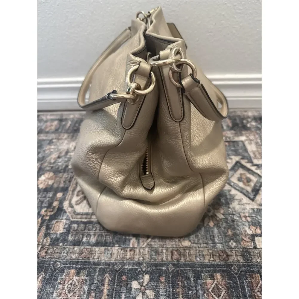 Coach Madison Phoebe Gold Tan Leather 3 Compartments Shoulder Bag‎